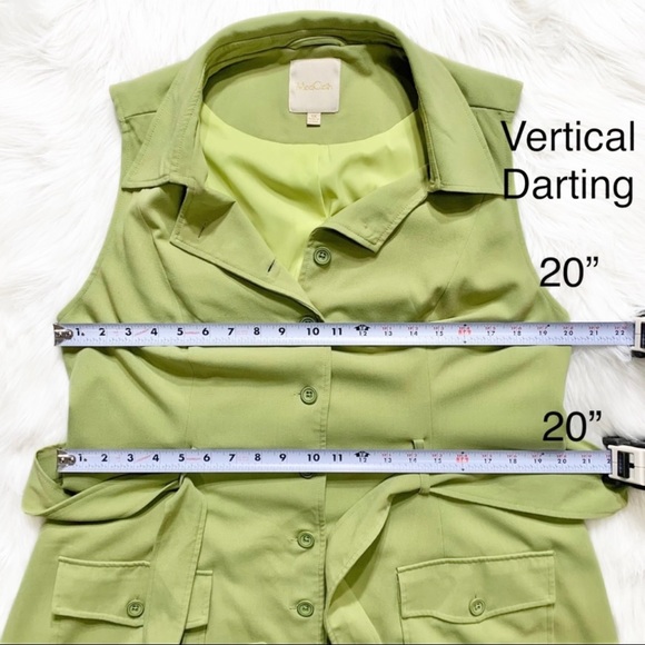 SOLD-Modcloth Buttondown Belted Olive Green Sleeveless Shirtdress - Picture 11 of 12